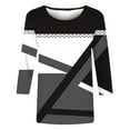 thumbnail image 4 of YanHoo 3/4 Sleeve Tops Womens Plus Size 3/4 Tunic Tops Color Block Dressy Crewneck Blouse Pullover Casual Sweatshirts 2025 Christmas Valentine's Day Outfits, 4 of 6