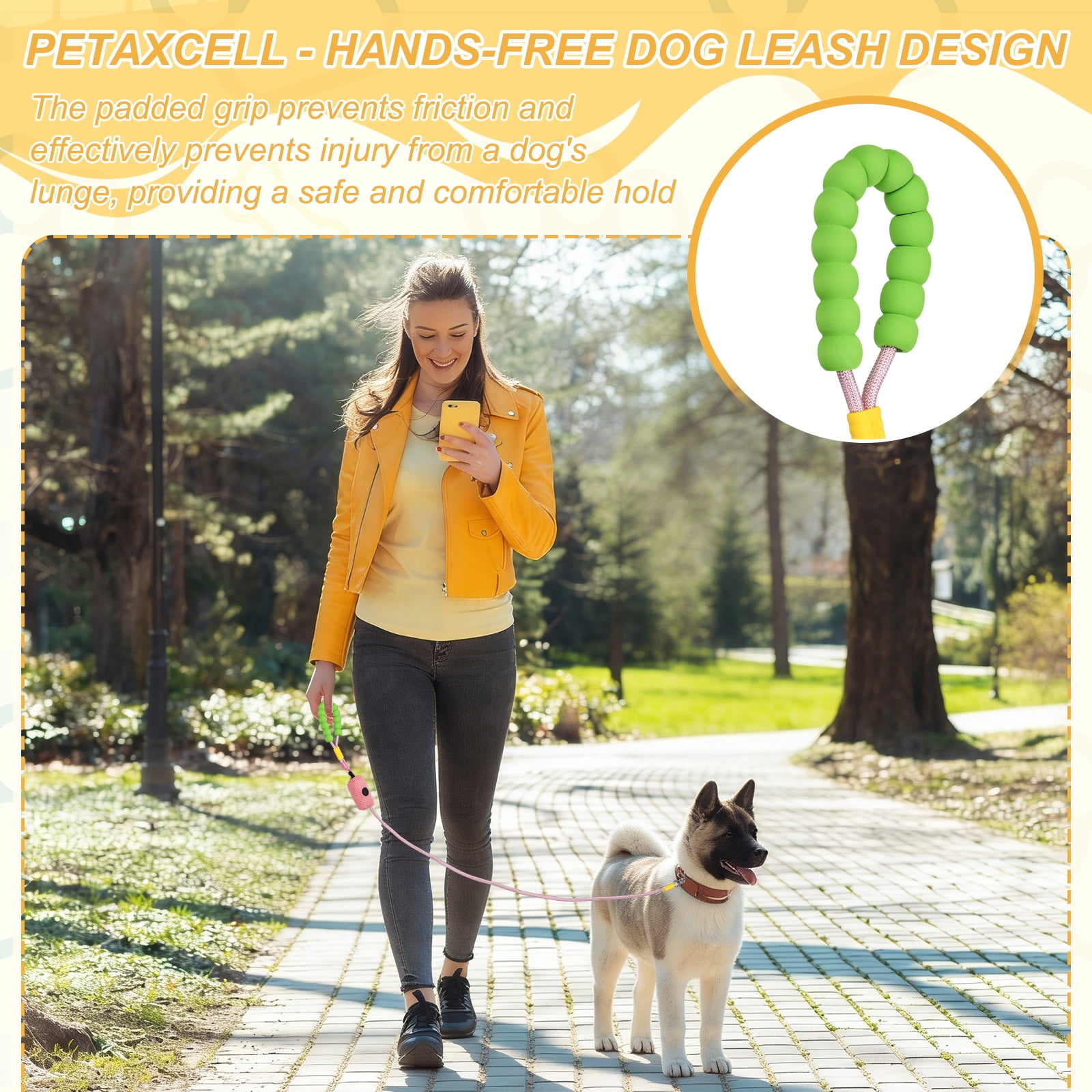 Uxcell Dog Leash with Padded Hands Free, 6.6ft/2m Adjustable Bungee Dog Training Leash, No Pull Heavy Duty Rope(Blue, Blue Bag), Intended for Large Medium Pet Running/Hiking/Walking