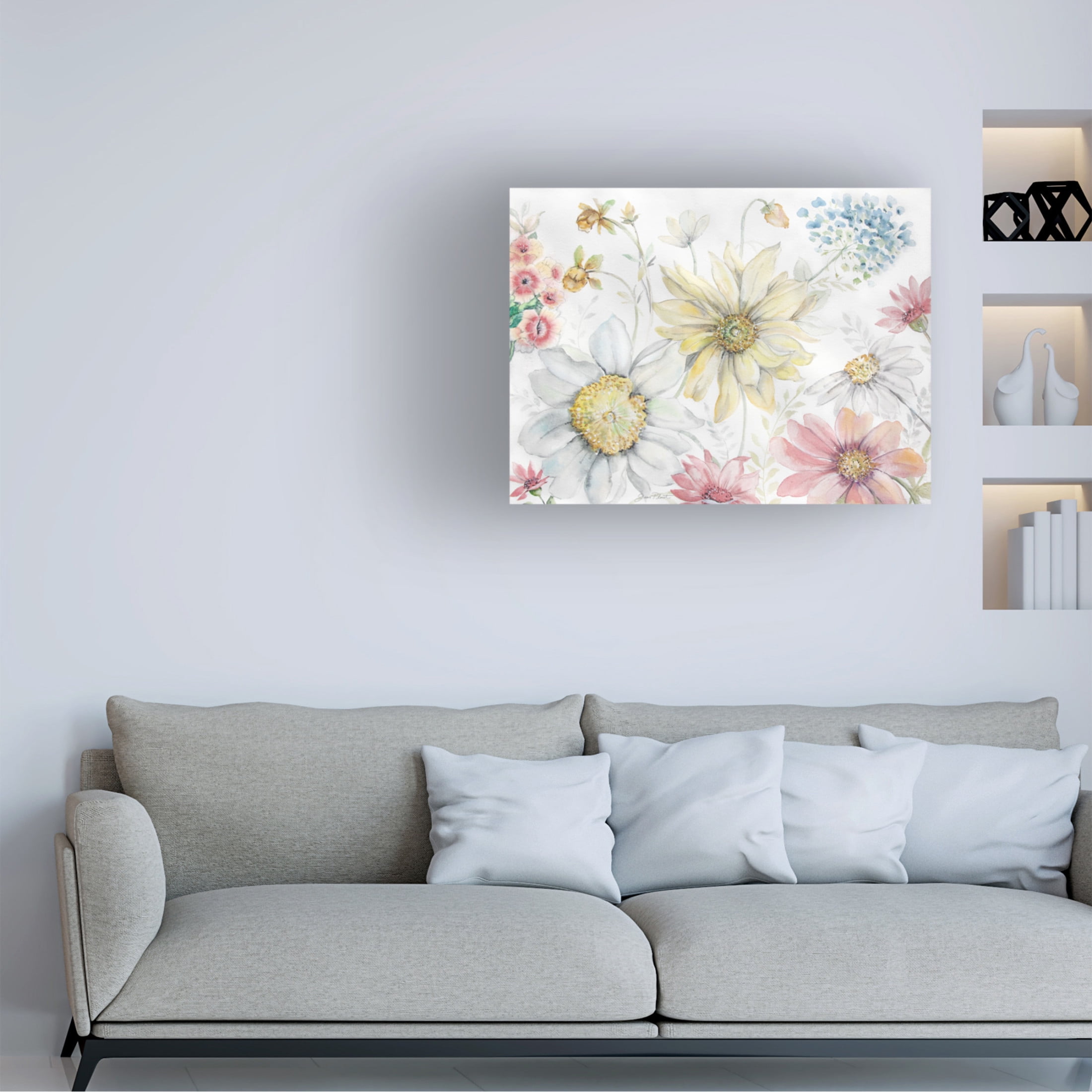 Canvas Wall Art - Jean Plout 'Watercolor Blooms' Wall Art for Living Room, Bedroom, or Office Décor by Trademark Fine Art - 24 x 18 Inches