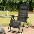 thumbnail image 3 of Patiojoy Mix Brown Folding Recliner Patio Rattan Zero Gravity Lounge Chair With Headrest, 3 of 5
