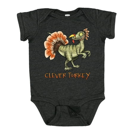 

Inktastic Clever Turkey Thanksgiving Dinosaur Gift Baby Boy or Baby Girl Bodysuit