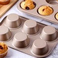 thumbnail image 6 of 2 Packs Round Muffin Baking Pan,Bexikou Stainless Steel Muffin Pan for Baking,Cupcake Tin Cheesecake Pans, Bakeware Muffin Pan for Making Muffins or Cupcakes (Gold), 6 of 7