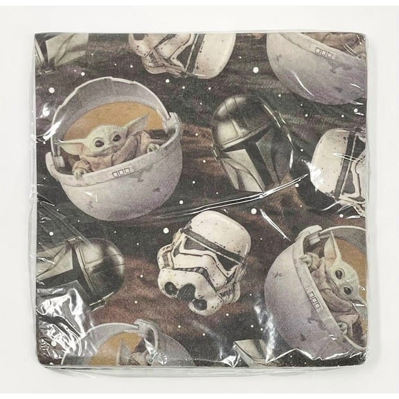 Star Wars Baby Yoda Mandalorian Large Party Napkins - Pack of 16