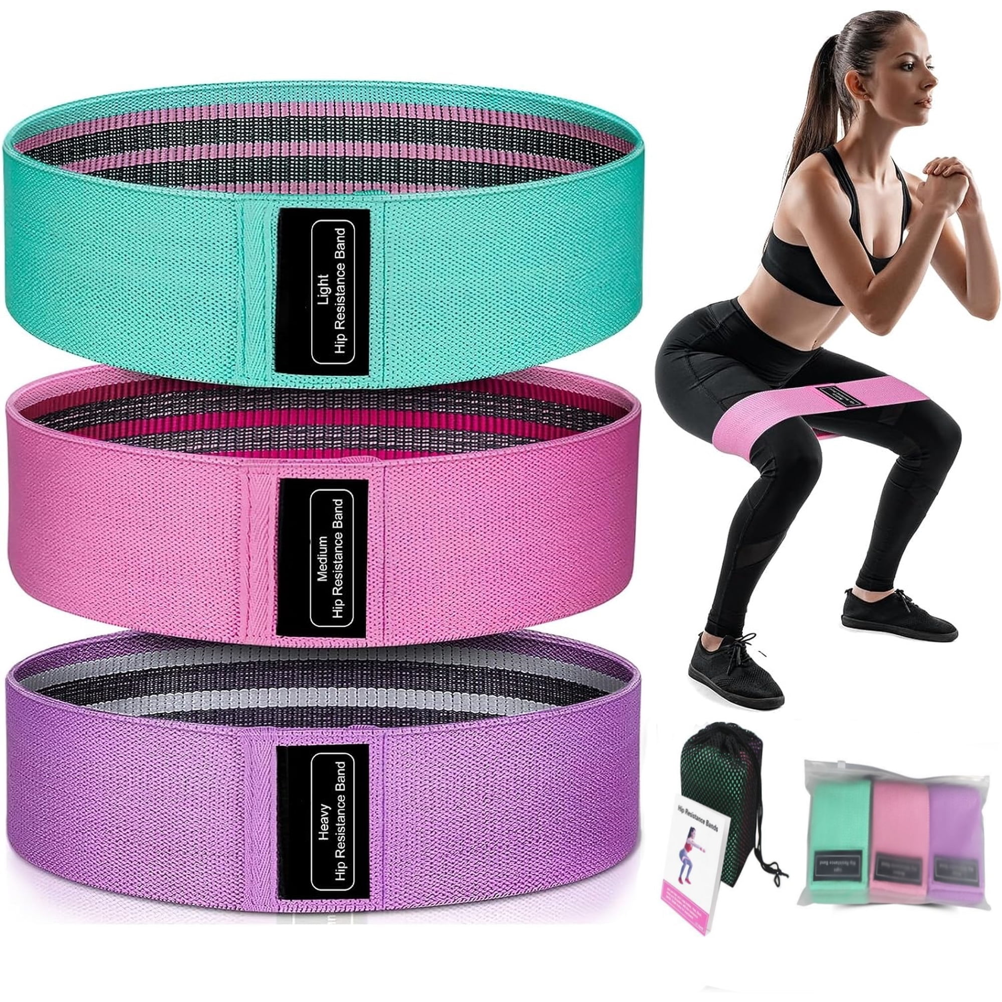 LQQBOX Resistance Bands for Working Out, 3 Levels Exercise Bands Workout Bands Set for Women Men, Hip Legs Booty Bands for Home Fitness, Gym, Yoga, Pilates