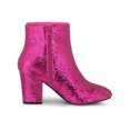 thumbnail image 3 of BLISSFUL STEP Women's Glitter Round Toe Block Heel Ankle Boots Hot Pink 10, 3 of 7