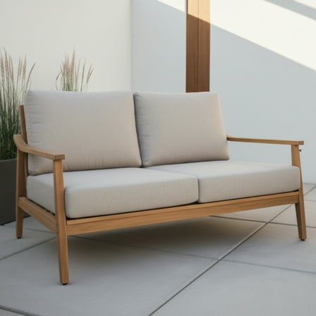 Amazonia Atacama 2-SeaterFSC Certified Teak and Sunbrella Cushions Patio Sofa, Seating Capacity: 2