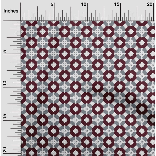 oneOone Viscose Jersey Maroon Fabric Floral Block Sewing Craft Projects Fabric Prints By Yard 60 Inch Wide
