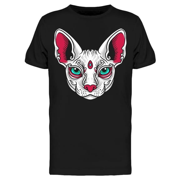 Cat Head Design In Tattoo Style T-Shirt Men -Image by Shutterstock, Male Medium