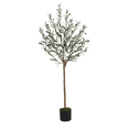 thumbnail image 2 of 5ft Tall Faux Olive Tree in Black Pot， Realistic Texture Potted Silk Artificial Olive Tree， Fake Olive Plant Indoor Outdoor for Home Office Foyer Decor, 2 of 8
