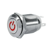 Garosa LED Car Momentary Switch, LED Momentary Switch, 12mm LED Power Push Button Switch Metal Momentary Type Waterproof