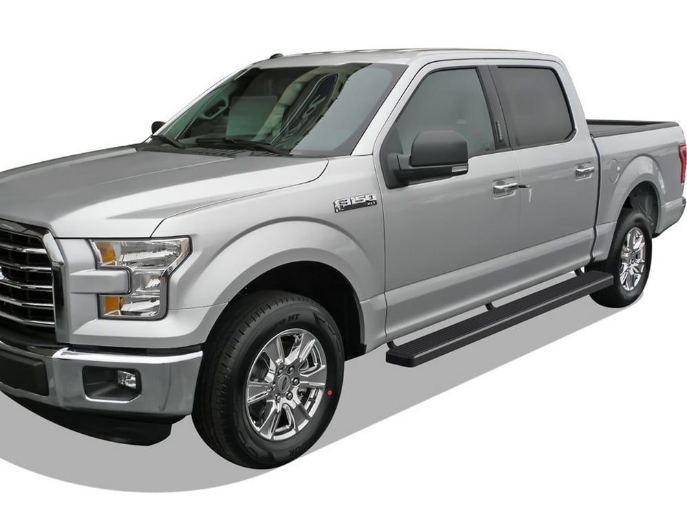 APS Running Boards 6in Black Compatible with Ford F150 2015-2026 SuperCrew Cab & F150 Lightning 2022-2026 & F-250 F-350 Super Duty 2017-2026 Crew Cab Stainless Steel (Nerf Bars Side Steps)