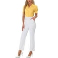 thumbnail image 2 of INSPIRAR CHIC Camiseta de Trabajo de Manga Corta con Botones para Mujeres, Mono, Talla M, Amarillo, 2 of 5