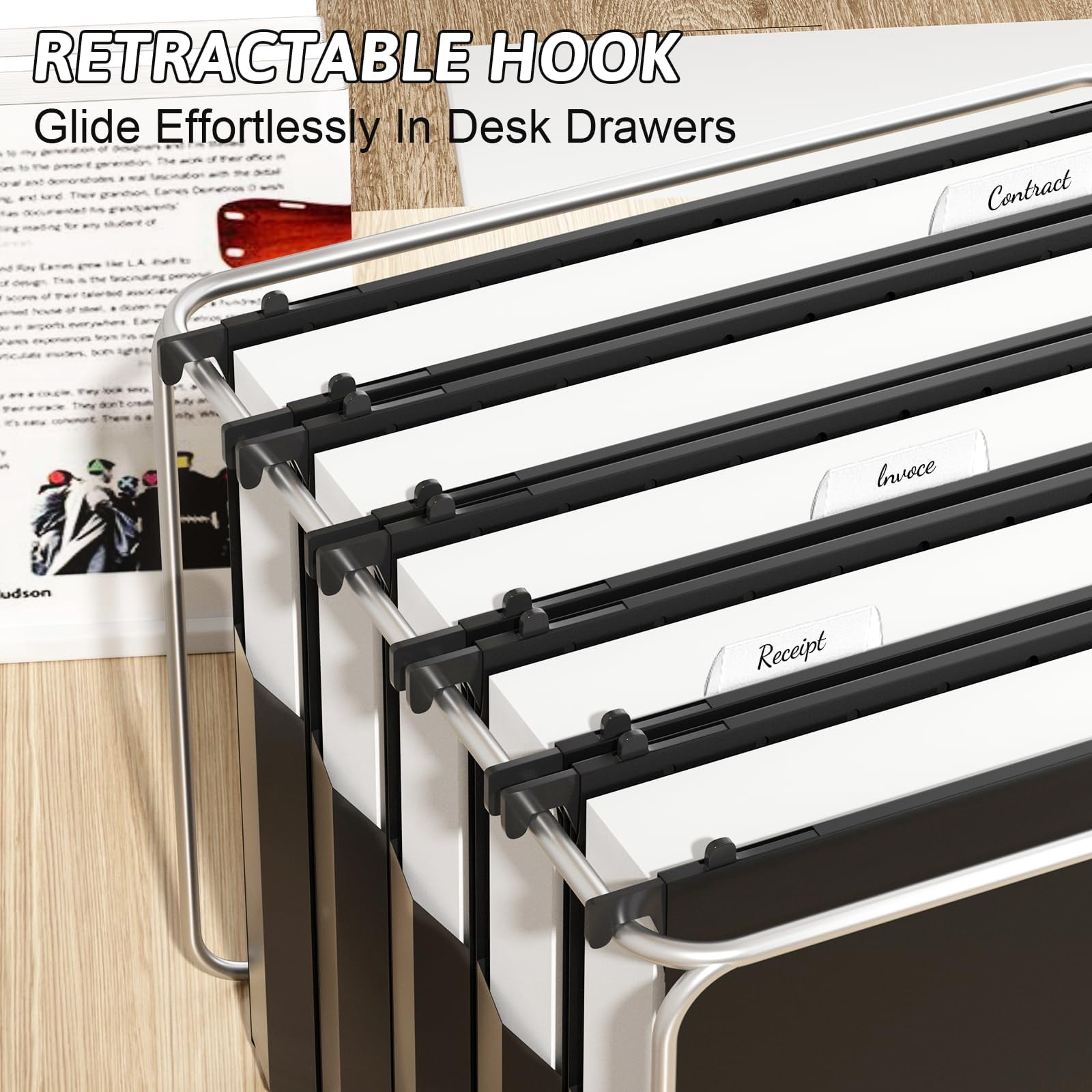 Plastic Extra Capacity Hanging File Folder Letter Size  12 Pack Reinforced Hang Folders Heavy Duty 2 Inch Expansion Expandable Organizer Designed For Bulky Files (black)