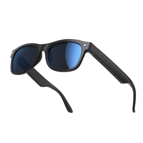 WeariQ Bluetooth Smart Glasses – Matte Black Audio Sunglasses – Blue Polarized Lenses, Open-Ear Speaker, 10-Hour Playtime, Hands-Free Calls, Voice AssistantHands-Free Calls & Music