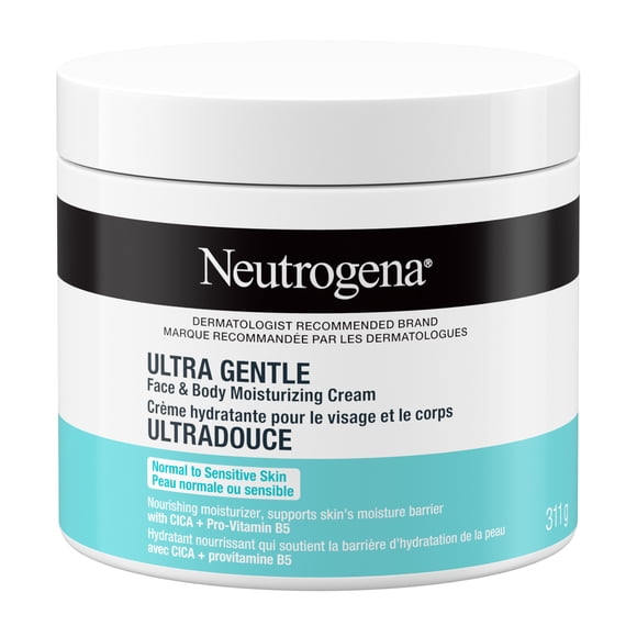 Neutrogena Ultra Gentle Face & Body Moisturizing Cream, Nourishing Face & Body Lotion Moisturizer for Normal to Sensitive Skin Leaves Skin Feeling Smooth & Healthy-looking, Fragrance Free, 311g