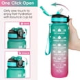 thumbnail image 6 of Hanmir 32oz Motivational Water Bottle with Time Marker Drinking Water Bottles with Straw Leakproof Tritan Sports Water Bottle for Gym Camping Outdoor（Green& Purple), 6 of 8