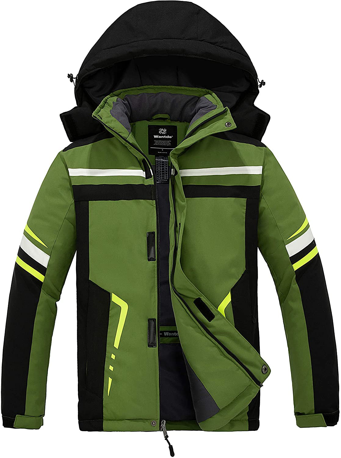 Wantdo Men's Windproof Snowboarding Jacket Mountain Waterproof Ski Jacket Warm Winter Snow Coat 