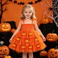 thumbnail image 2 of mgoYE Toddler Girls Halloween Tulle Dress Ruffle Sleeve Pumpkin Embroidery Princess Tutu Dresses Casual Kids Outfits Clothes(Orange,2-3 Years), 2 of 8