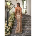 thumbnail image 4 of Angel-fashions Glamorous Formal Evening Dress Women's Spaghetti Strap Lace Up V Neck Branch Sequin Pattern Vintage Long Mermaid Wedding Party Gown Non-Stretchy 1000CE Small, 4 of 6