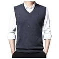 thumbnail image 2 of JIKNTTR Men's Sleeveless Sweater Vest V-Neck Casual Cable Knit Vest Fashion Tops Stylish Sweater Vest, 2 of 7