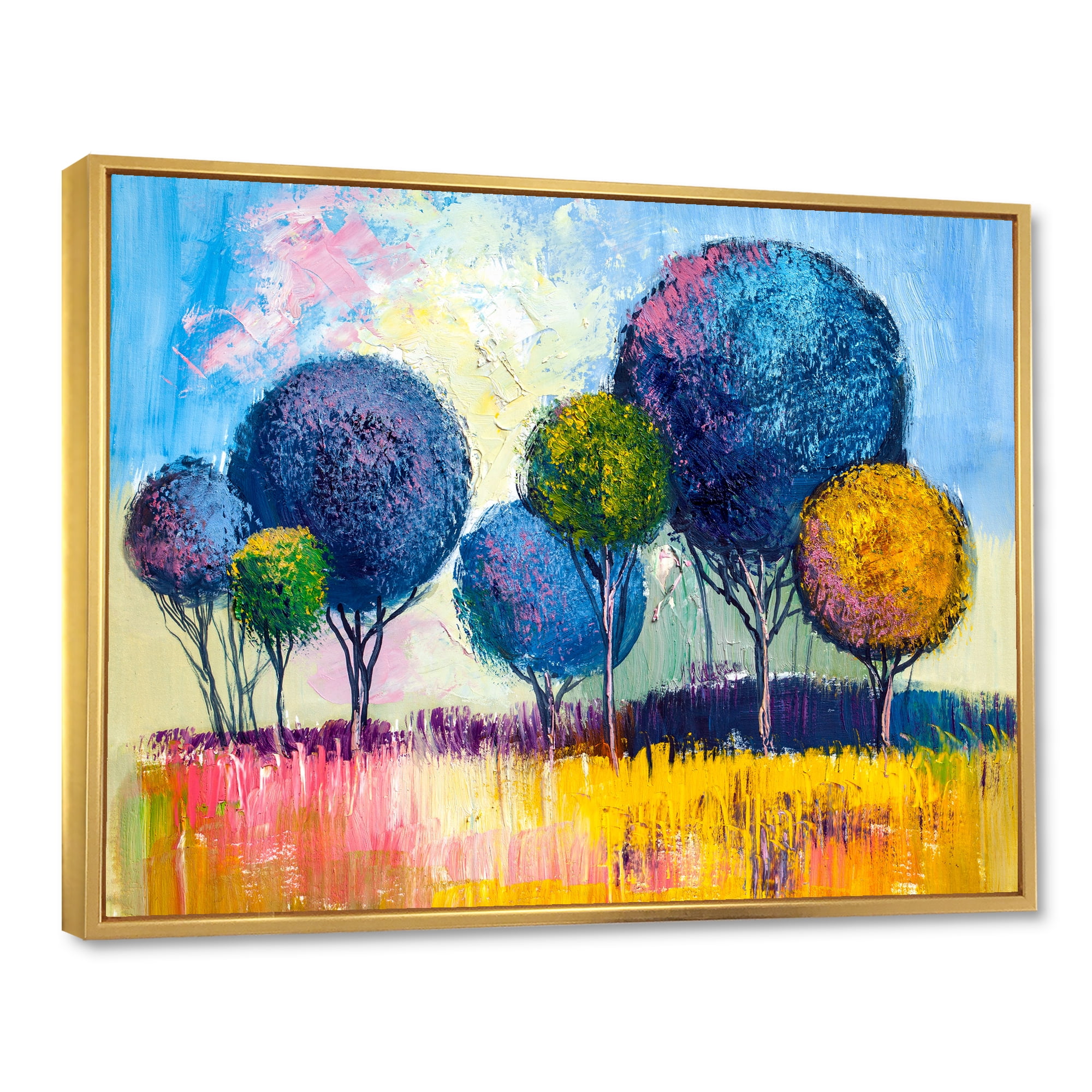 Designart 'Autumn Colorful Fantasy Trees III' Modern Framed Canvas Wall Art Print