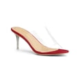 thumbnail image 1 of BLISSFUL STEP Women's Clear Strap Stiletto Heels Sandals Red 11, 1 of 7