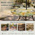 thumbnail image 6 of Round Outdoor Tablecloth with Umbrella Hole and Zipper, Sunflower Tablecloth with Elastic Waterproof, Summer Eucalyptus Botanical Floral Yellow Wood Patio Table Covers for 45" - 54" Pool Tables, 6 of 9