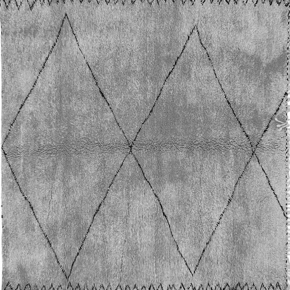 Ahgly Company Indoor Square Abstract Gray Modern Area Rugs, 4' Square