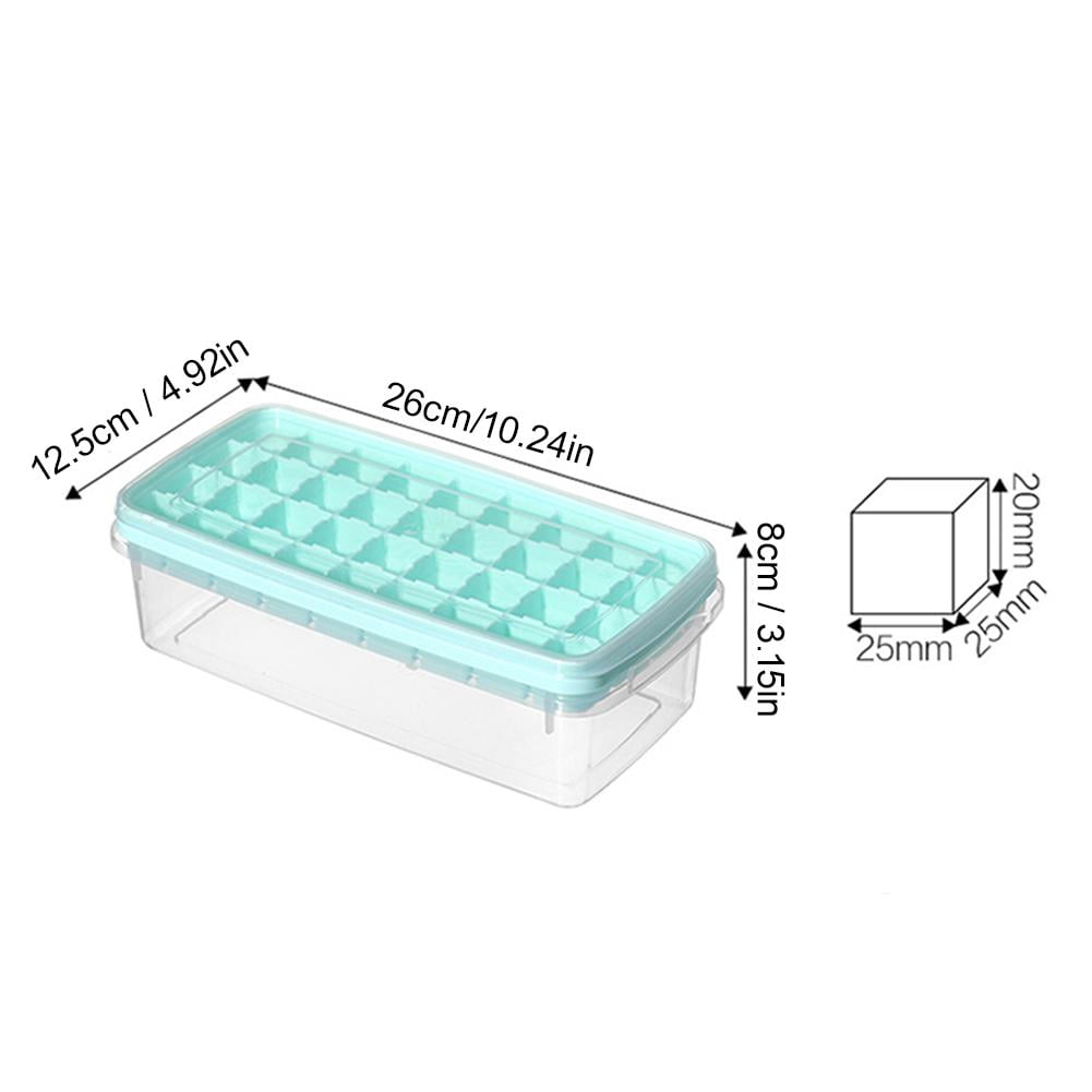 Ice Cube Tray with Lid and Bin, Easy Release 38 Ice Mold Trays for Freezer, Plastic Storage Container with Removable Scoop, Ices Cube Maker Tray & Mold for Whiskey Cocktail Tea Coffee