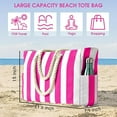 thumbnail image 2 of Sac de Plage pour Femmes Imperméable et Résistant au Sable - Multiples Compartiments, Design Rayé Fermeture Éclair Sécurisée pour Plage Piscine et Voyage, 2 of 7