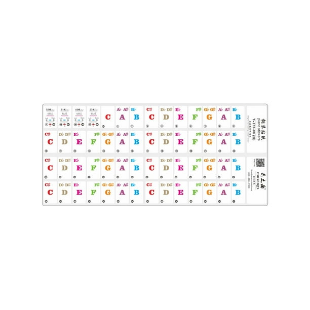 piano keyboard music note stickers colorful removable for 37 49 61