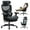 Black, variant on Ergonomic Office Chair - High Back Mesh with Adjustable Arms, Footrest, Lumbar Support and Tilt Lock for Home Office and Workspace, Black