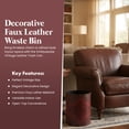 thumbnail image 5 of Vintiquewise Faux Leather Antique Design Waste Bin, 5 of 8