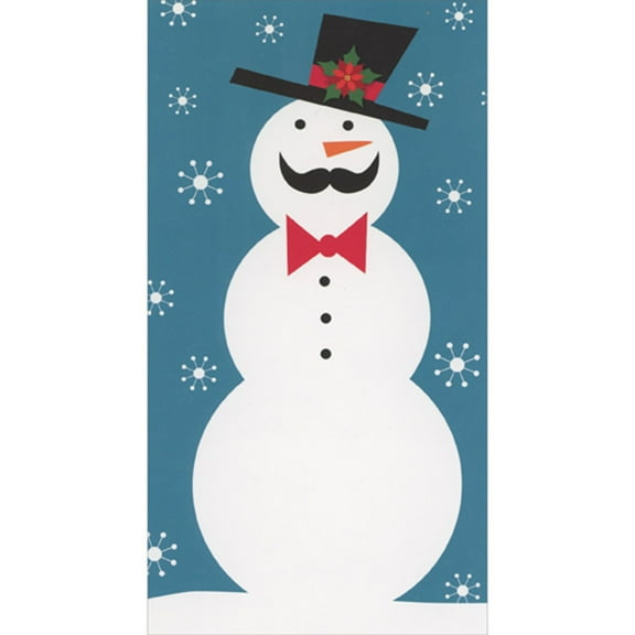 RSVP Snowman with a Mustache on Blue Funny Money Holder / Gift Card Holder Christmas Card