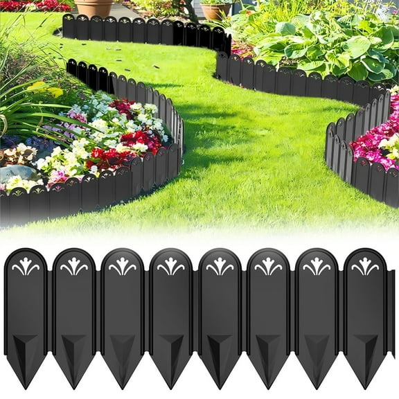 Garden Edging Border,Lawn Garden Fence Edgings 6"X 8" Garden Edging Plastic Landscape Edging with 20Pcs Stakes for The Yard,Lawn Edging,Lawn Garden Flower Beds