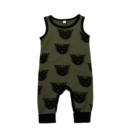 

JINSIJU Toddler Boys Girls Summer Jumpsuit Sleeveless Round Neck Cartoon Animal Print Romper