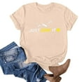 thumbnail image 4 of WREESH Women's Summer Crew Neck T-Shirt Fashion Print Short Sleeve Out Blouse Khaki, 4 of 4