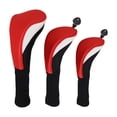 thumbnail image 2 of 3 fundas para cabezas de palos de golf, fundas de madera para cabezas de golf con n. degree intercambiables Rojo blanco, 2 of 9