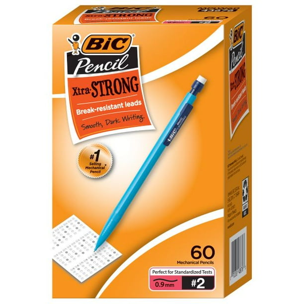 BIC XtraStrong Mechanical Pencils, Thick Point (0.9mm), Colorful Barrel, 60 Count