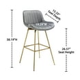 thumbnail image 5 of Art Leon Counter Height Bar Stools, 26" Height Swivel Velvet, Island Stools with Golden Metal Legs, Set of 2, Gray, 5 of 10
