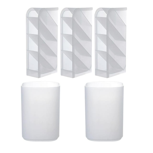 5pcs Desktop Stationery Case Multifunctional Pen Holder Storage Box Pen Container for Home Office Room (White 3pcs Oblique Insert + 2pcs Cylinder)