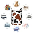 thumbnail image 6 of Balery Brown Black Cow Round Laundry Basket with Handles Waterproof Freestanding Laundry Hamper for Clothes Toys in the Dorm and Family-Small, 6 of 8