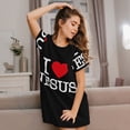 thumbnail image 7 of Women Nightgown Sleepwear Short Sleeves Shirt I LOVE JESUS Casual Sleepdress Female Nightdress, 7 of 7