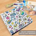 thumbnail image 4 of FORMRS 3 Ring Photo Album 4"x6" Self Adhesive Large Capacity PU Leather Cover, Blue Doodle Pattern, 4 of 8