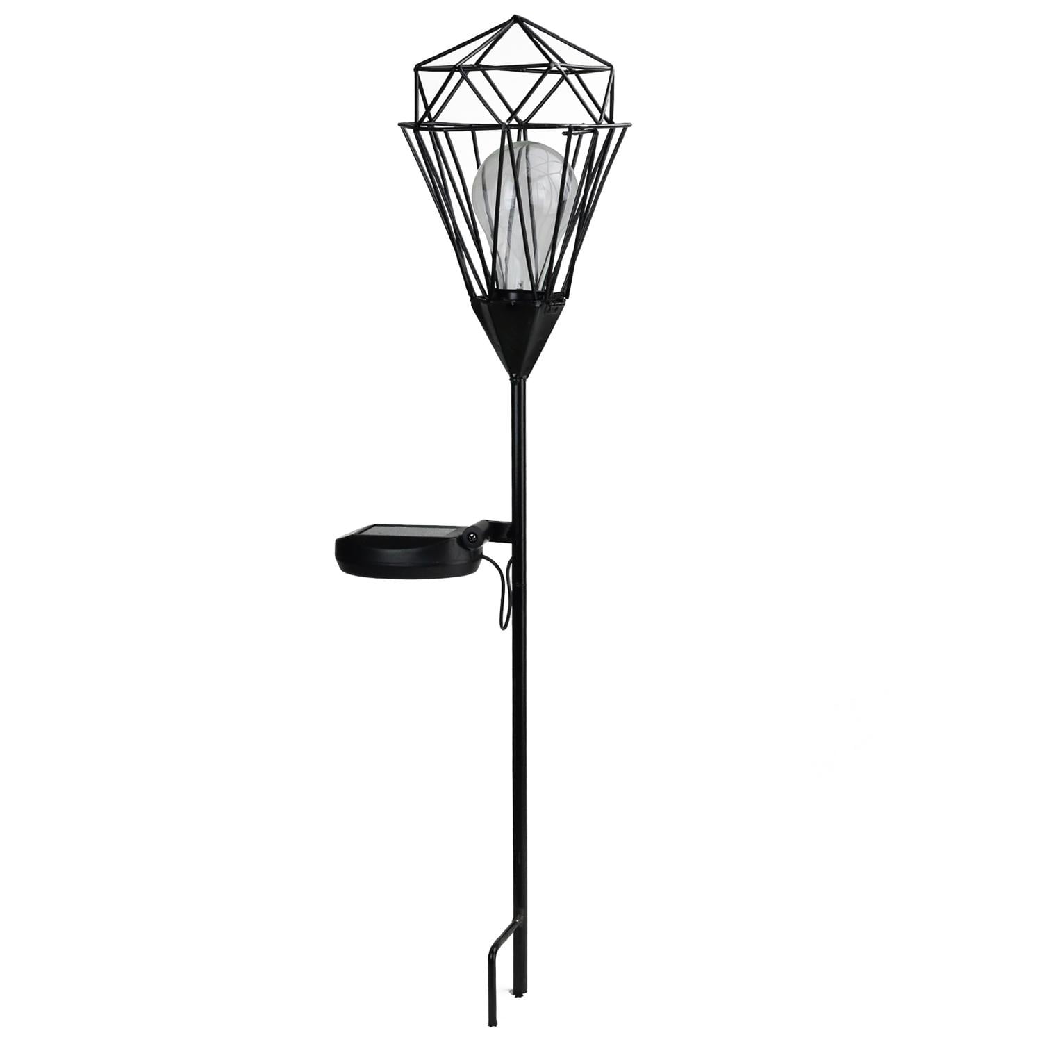 Northlight 32590314 25 5 In Black Solar Powered Led Outdoor Patio Black Solar Powered Led Outdoor Patio Metal Lantern With Garden Stake