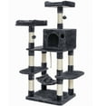 thumbnail image 3 of Feandrea 59.3 Inch Cat Tree Condo with Scratching Post, Kitty Tower Pet Playhouse, Smoky Gray, 3 of 6