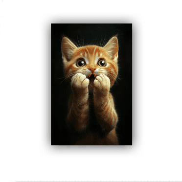 A ginger cat is excited and surprised Poster Canvas Print Wall Art Bedroom Room Aesthetics Decoration
