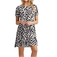 thumbnail image 1 of Robe Mini pour Femmes 2023 Été Décontractée à Manches Courtes Mignonne à Col Rond Robe Fluide à Imprimé Floral Ample Robe T-Shirt de Plage, 1 of 4