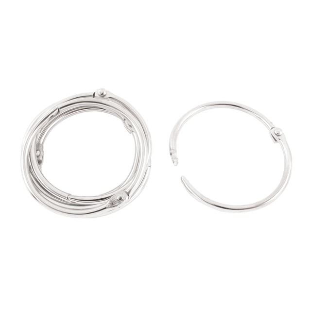 6pcs 40mm Inner Dia Book Office Metal Loose Leaf Binder Hinge Snap Ring Keyring