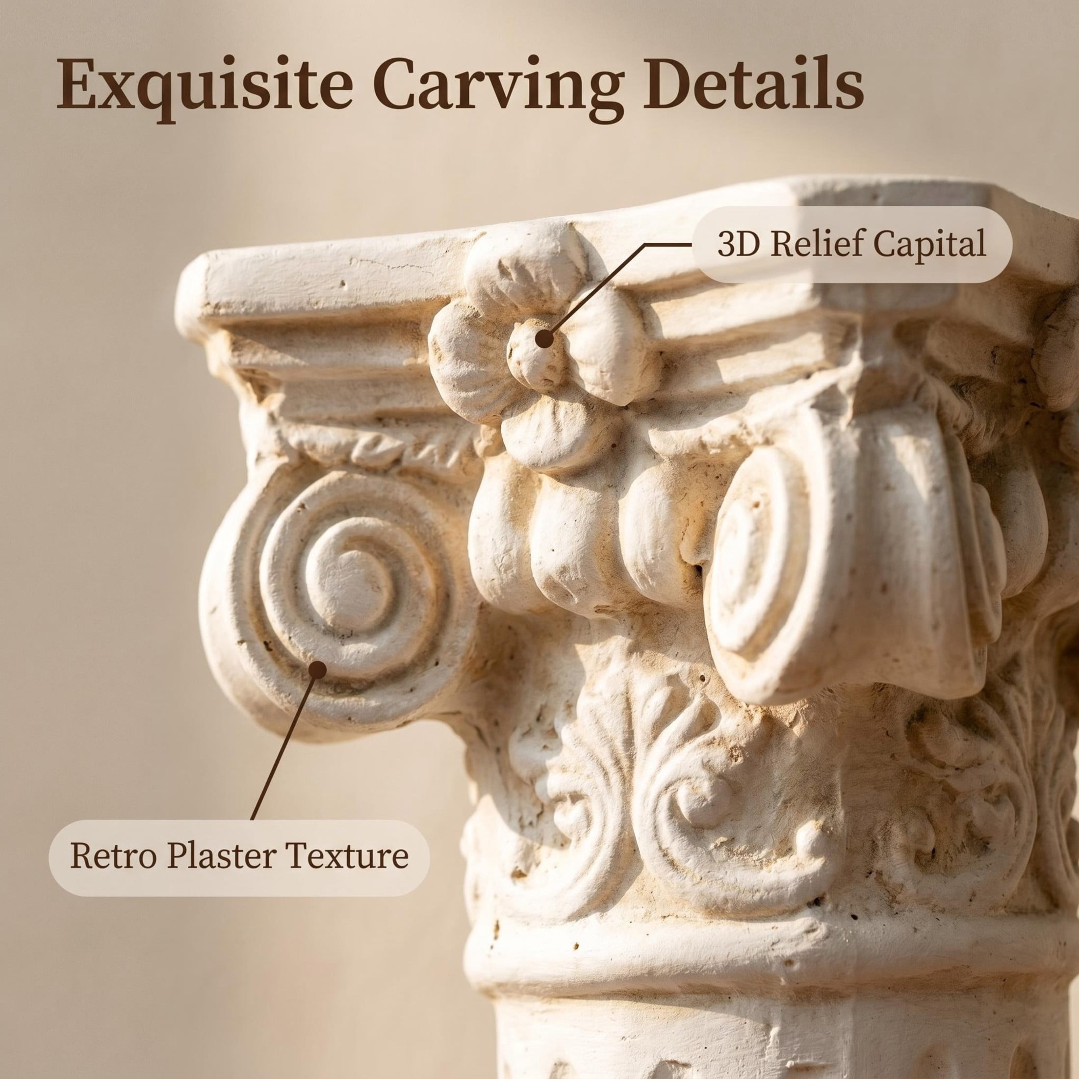 GDF Studio 15" Ancient Greek Style Carved Roman Column Pedestal, Garden Display Stand for Statues & Ornaments